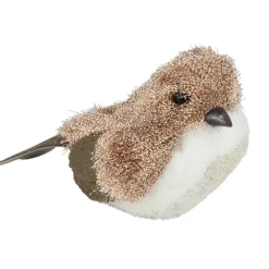 Sparkling Bird Figure Christmas Decoration - 6.5" - Brown and White