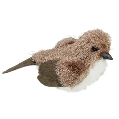 Sparkling Bird Figure Christmas Decoration - 6.5" - Brown and White