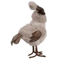 Standing Bird with Chevron Bow Tie and Faux Fur Winter Hat Christmas Figure - 10