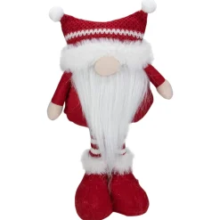 Standing Christmas Gnome with Pom Pom Hat Figure - 12.5" - Red and White