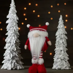 Standing Christmas Gnome with Pom Pom Hat Figure - 12.5" - Red and White