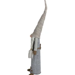 Standing Girl Gnome with Plaid Toy Sack Christmas Figure - 27