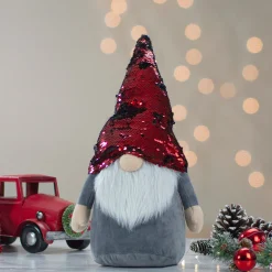 Standing Gnome with Flip Sequin Hat Christmas Figure - 11