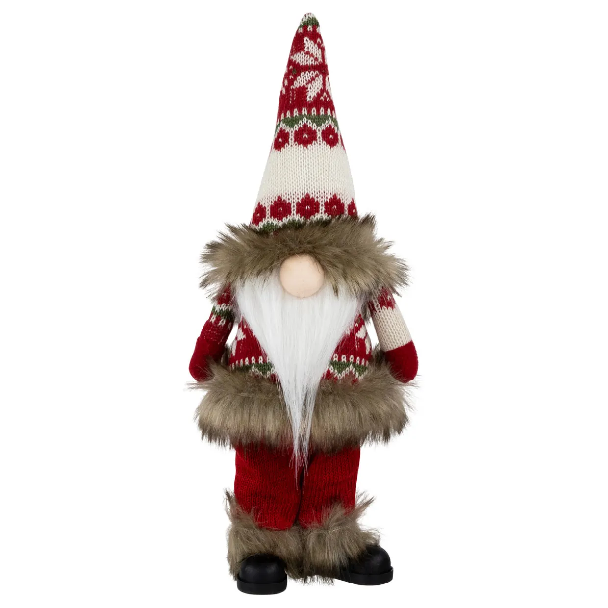 Standing Gnome with Knitted Outfit Christmas Figure - 19" - Red