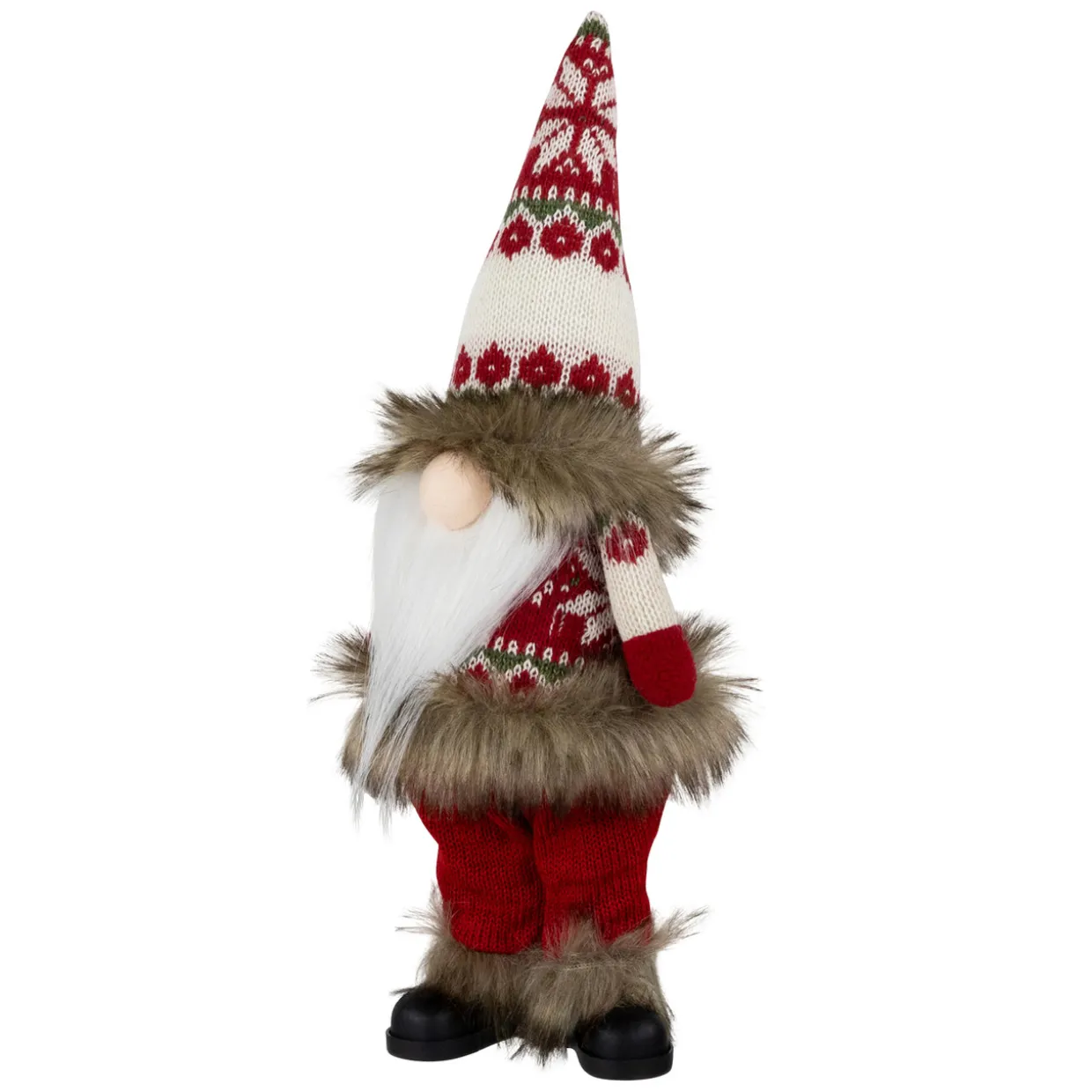 Standing Gnome with Knitted Outfit Christmas Figure - 19" - Red