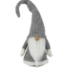 Standing Knitted Gnome Christmas Figure - 14" - Gray and White