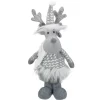 Standing Moose with Faux Fur Christmas Figure - 12" - Gray and White
