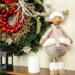 Standing Plush Moose with Matching Hat and Scarf Christmas Figure - 24.75
