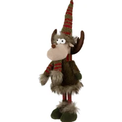 Standing Plush Moose with Striped Legs Christmas Figure - 18