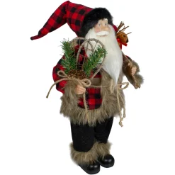 Standing Santa Christmas Figure with Snow Shoes and Bear - 18