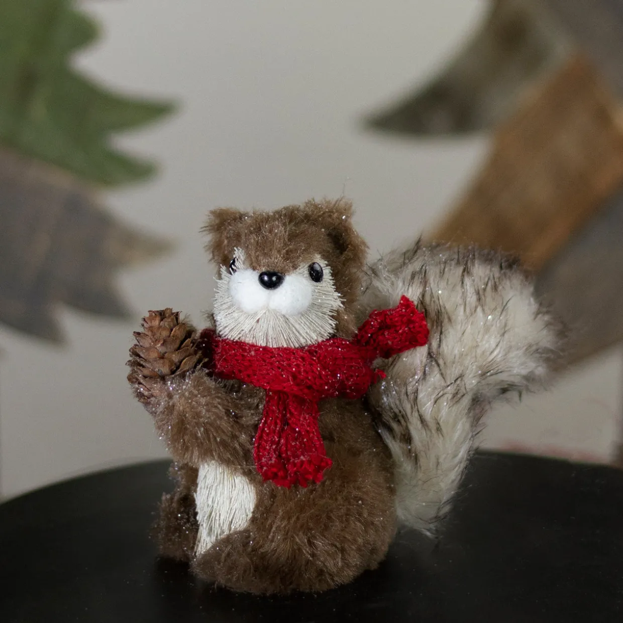 Standing Squirrel with Pinecone and Scarf Christmas Figurine - 6"
