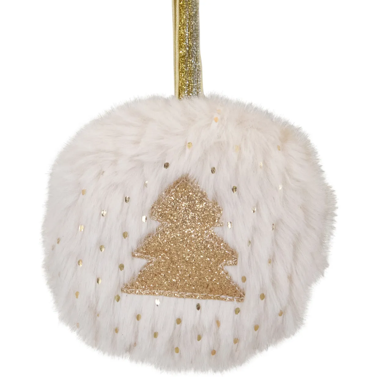 Star and Christmas Tree Disc Ornaments - 3.5" - Cream and Beige - Set of 2
