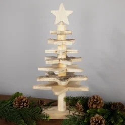 Star Cut-Outs Wooden Tree Christmas Decoration - 16"
