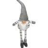 Striped Sitting Gnome Christmas Figure - 22" - Gray, White and Black