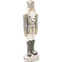 Sunnydaze Alexei the Defender Indoor Nutcracker Statue with LED Lights - Christmas/Holiday Decor - Silver - 36"