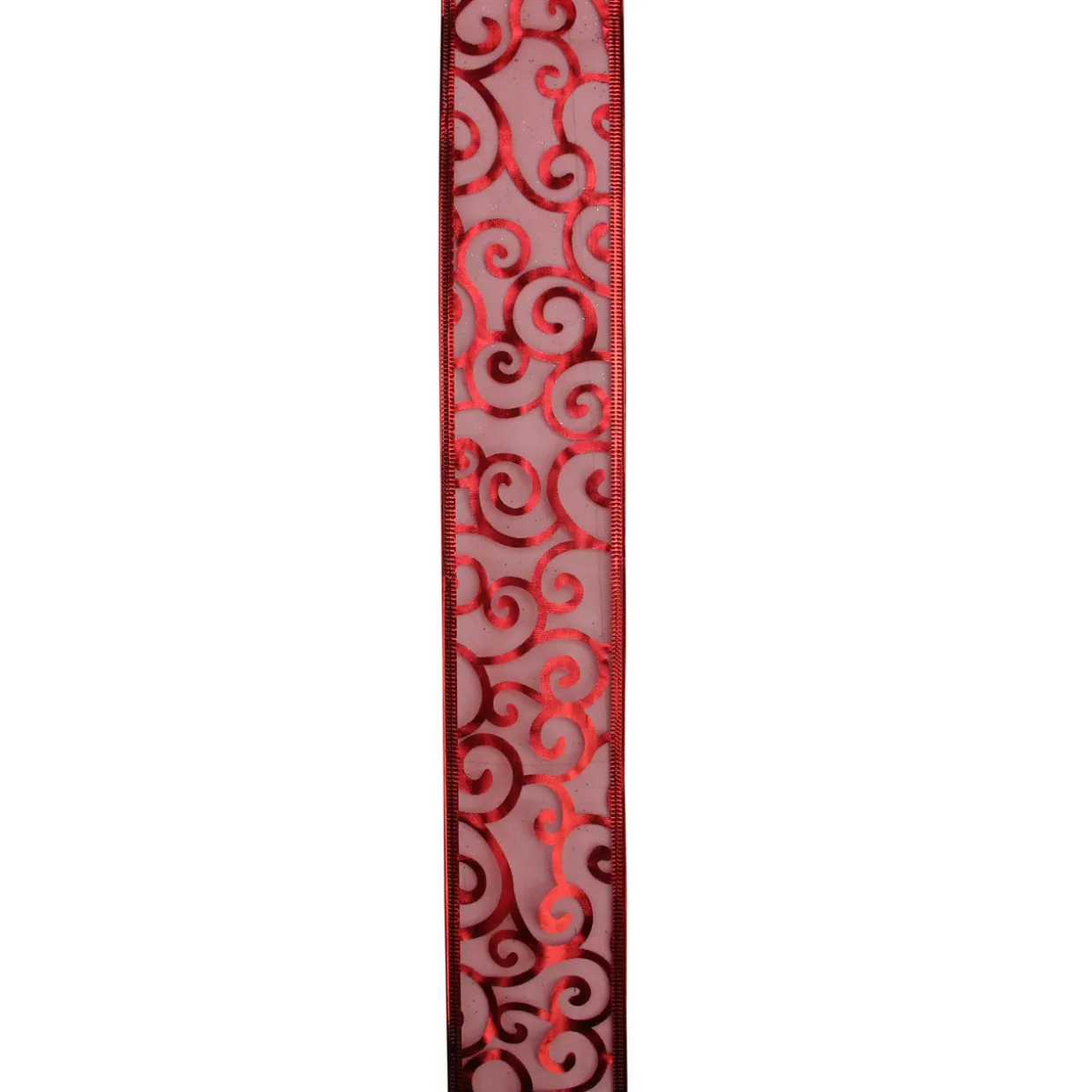 Swirls of Red Christmas Wired Craft Ribbon 2.5" x 10 Yards