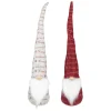 Tall Pointy Hat "Happy Christmas" Gnomes - 18" - Red and Ivory - Set of 2