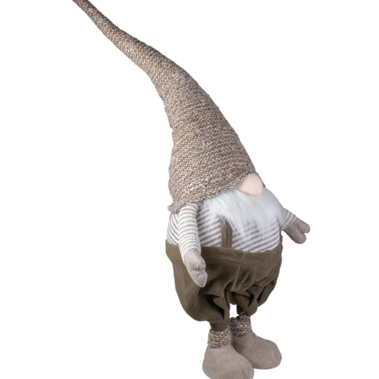 Tall Standing Swaying Christmas Gnome - 34" - Brown and White