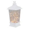 Tapered Lantern with Rice Lights Decoration - 12" - White - Clear Lights
