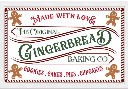 The Original Gingerbread Baking Company 13.5" x 19.5" Framed Christmas Wall Decor Sign Poster in a Natural Wooden Frame with UV Acrylic and Hangers