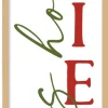 This Home Believes Tall 10" x 43.5" Framed Christmas Wall Decor Art Print Sign Poster in a Natural Wooden Frame with UV Acrylic and Hangers