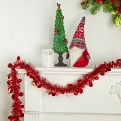 Tinsel and Polka Dot Commercial Christmas Garland - 50' x 2.5" - Red - Unlit