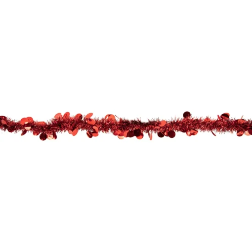 Tinsel and Polka Dot Commercial Christmas Garland - 50' x 2.5" - Red - Unlit