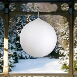 Tinsel Inflatable Christmas Ball Ornament Outdoor Commercial Decoration - 19.5" - White