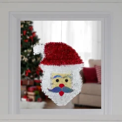Tinsel Santa Claus Iridescent Christmas Window Decoration - 19"
