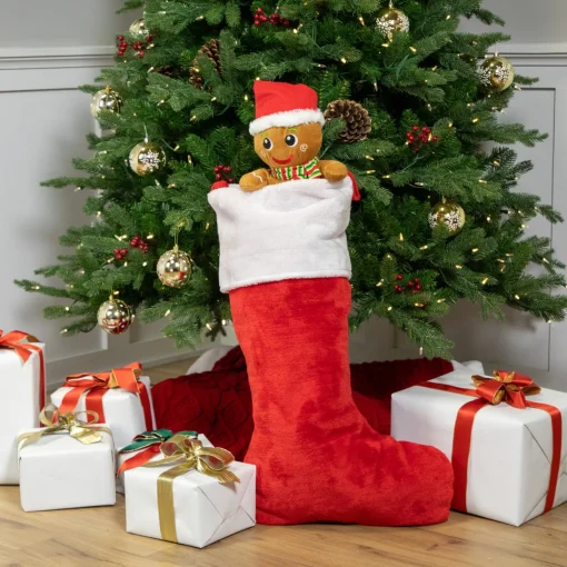 Traditional Plush Christmas Stocking with Cuff - 36" - Red and White