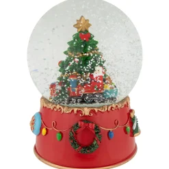 Train and Christmas Tree Village Musical Snow Globe - 8"