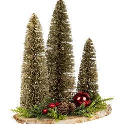 Trio of Bottle Brush Trees Christmas Decoration - 10.25