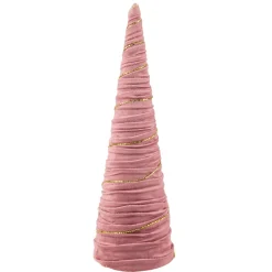 Twisted Cone Tree with Shiny Garland Christmas Decoration - 15.25" - Pink