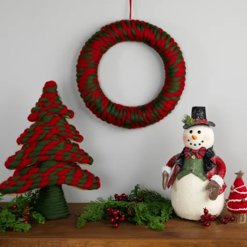 Twisted Yarn Plush Christmas Wreath - 13.5" - Unlit