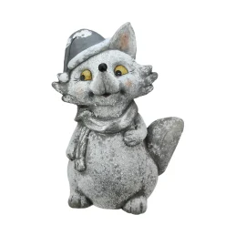 Weathered Whimsical Silver Fox Christmas Decoration - 18" - Grey