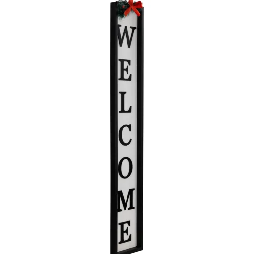 Welcome Christmas Porch Sign with Pine and Bow - 35.75"