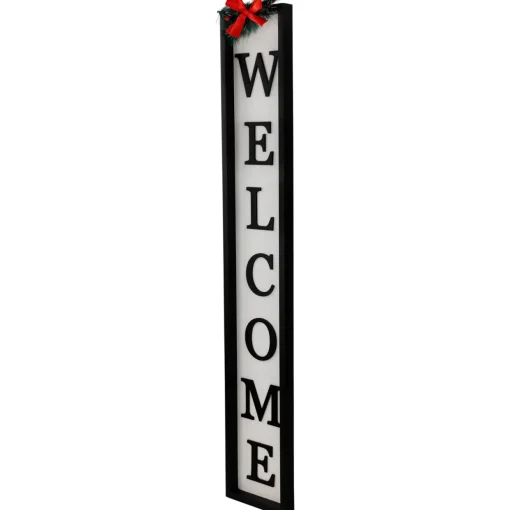 Welcome Christmas Porch Sign with Pine and Bow - 35.75"