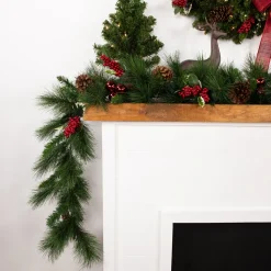 White Valley Pine with Pine Cones Artificial Christmas Garland - 9' x 14