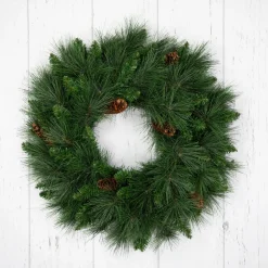 White Valley Pine with Pine Cones Artificial Christmas Wreath - 24