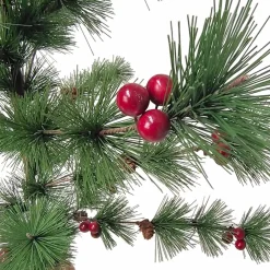 Winter Berry Pine Tree with Pine Cones in Jute Base Christmas Decoration - 35.25"