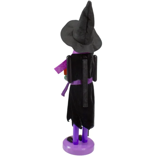 Witch Jack-O-Lantern Halloween Nutcracker with Broom - 14" - Black and Green