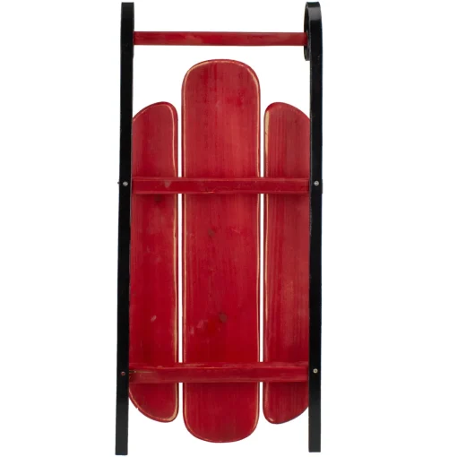 Wooden Christmas Snow Sled Decoration - 23" - Red