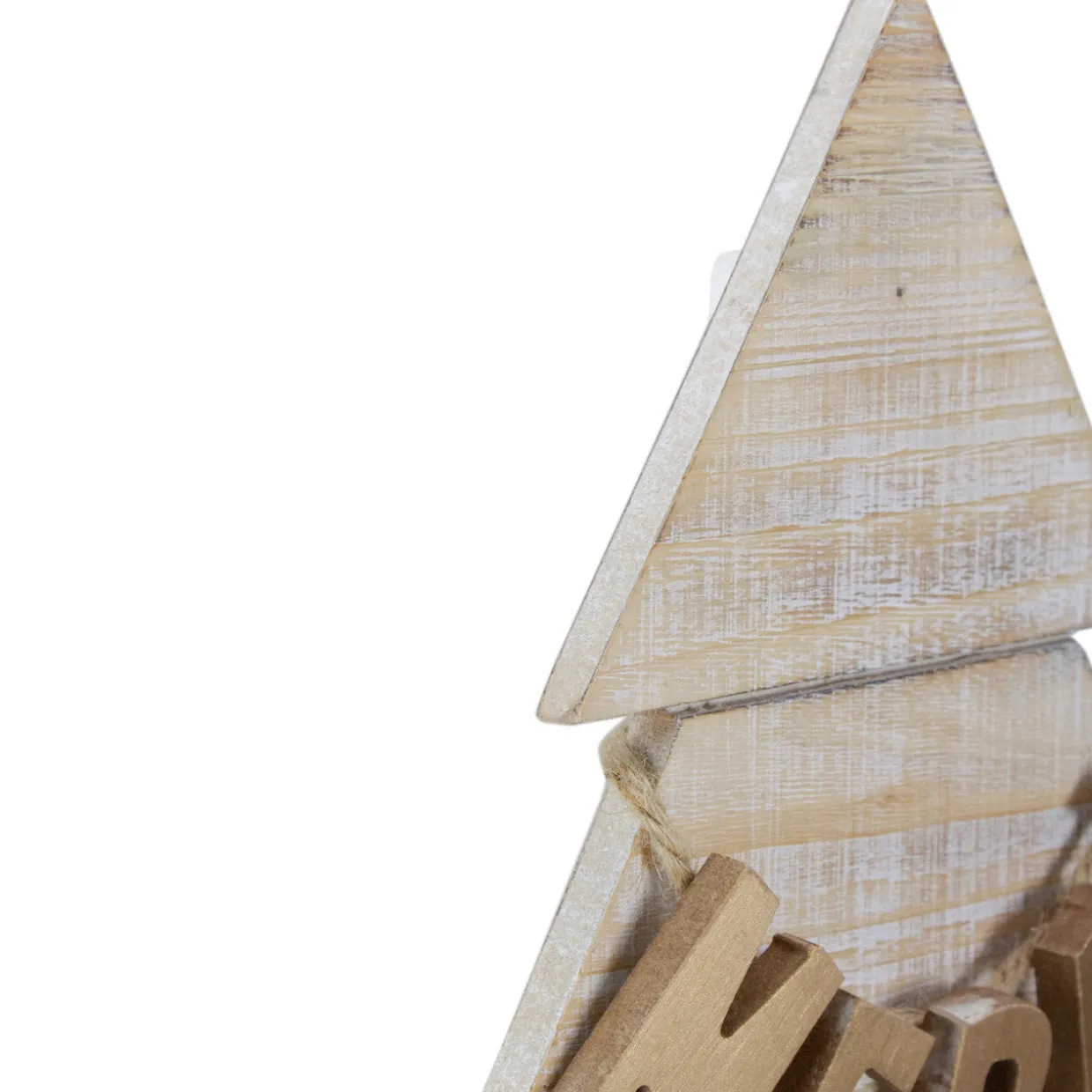 Wooden Tree "Merry and Bright" Christmas Decoration - 23" - Gold and Red