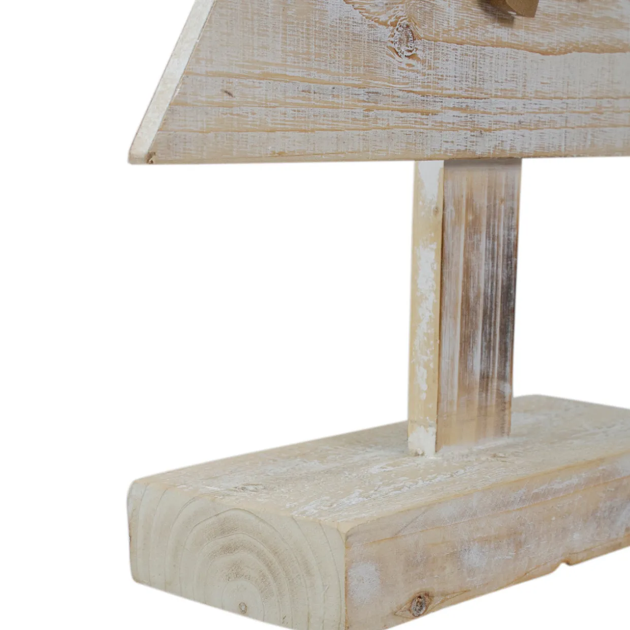 Wooden Tree "Merry and Bright" Christmas Decoration - 23" - Gold and Red