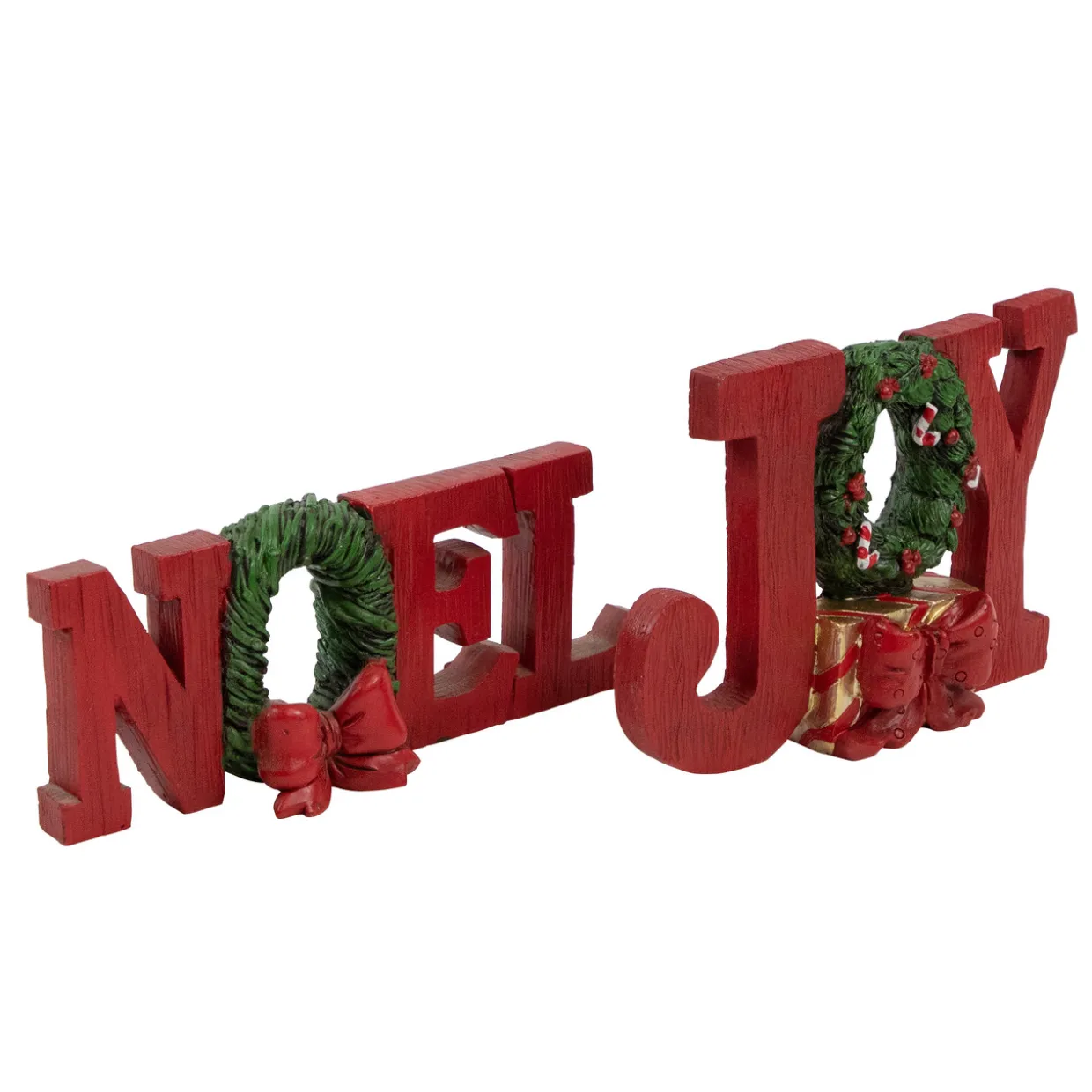 Wreath and Bow "Noel" and '"Joy" Christmas Signs - Set of 2