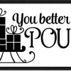 You Better Not Pout 7.5" x 13.5" Framed Christmas Wall Decor Art Print Sign Poster in a Black Wooden Frame with UV Acrylic and Hangers